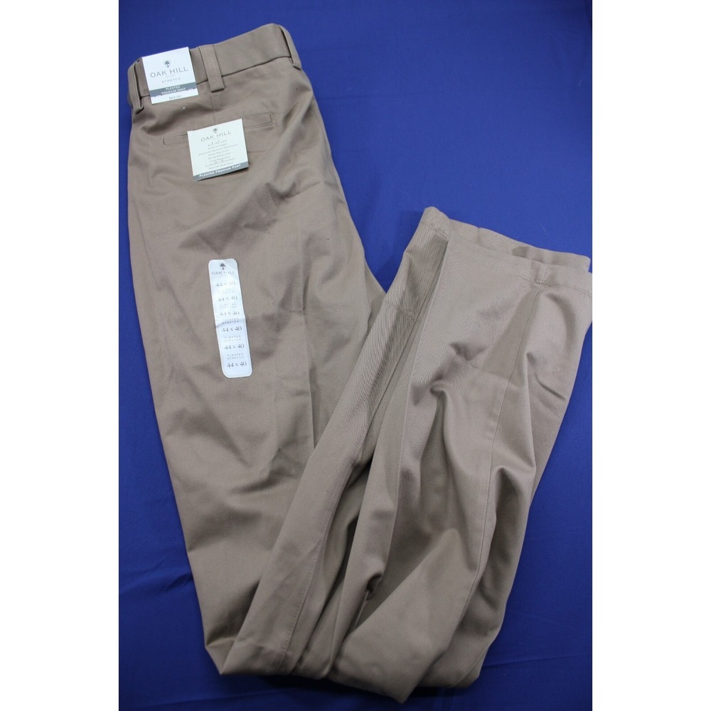 NWT Oak Hill Premium Dress‎ Pants Pleated Stretch Size 44X40 Brown
